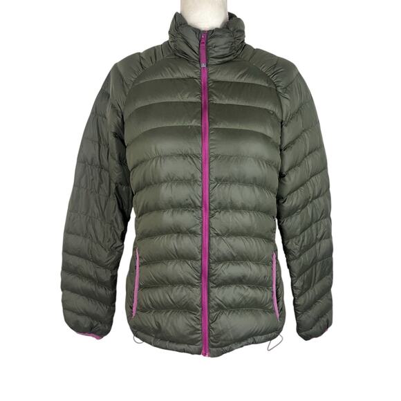 Prana Packable Lyra Down Puffer Winter Jacket Olive Green Lightweight Sz Medium - Picture 3 of 10